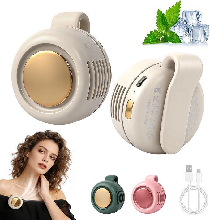 hepanio Portable Silent Mini Bladeless Fan Clip On,3 Speeds Clip-On Fans For Shirt,Small Clips Fanmini Whirlwind Fans For ...