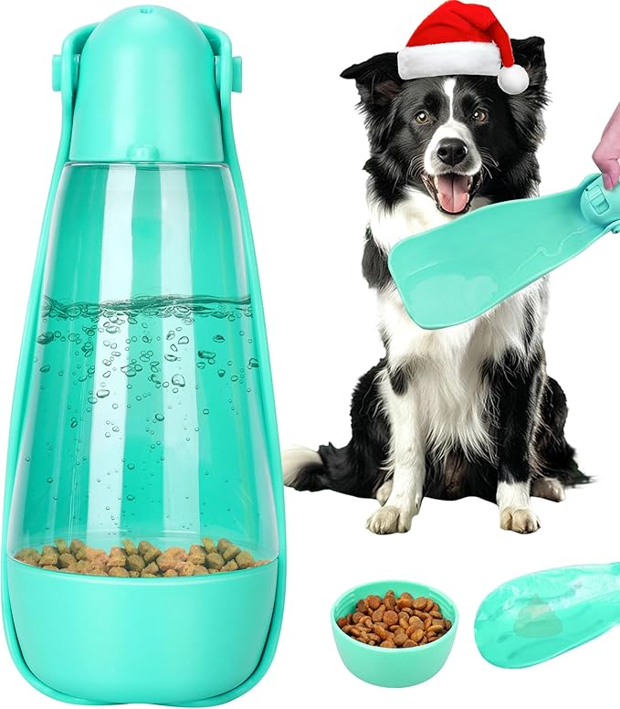 UPSKY Portable Dog Water Bottle, 3-in-1 Foldable Dog Water Dispenser with Food Container & Poop Scooper, Leak Proof, Ideal...