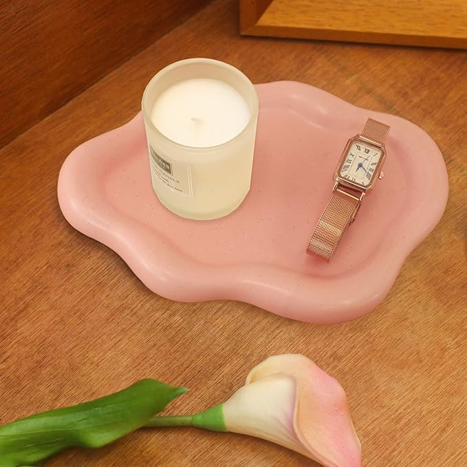CCINPPY Ceramic Jewelry Tray Trinket Dish, Decorative Cloud Vanity Key Tray for Women, Ring Holder Dish, Cute Jewelry Plat...