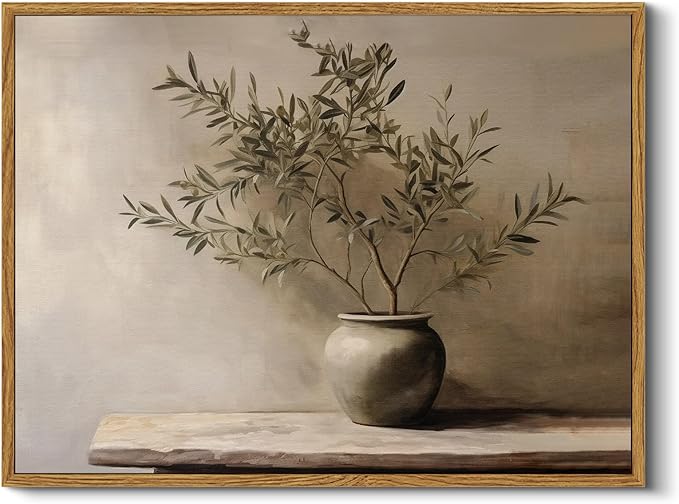 InSimSea Framed Wall Art for Living Room Rustic Olive Branch Still Life Wall Decor Room Aesthetic Oil Painting Farmhouse A...