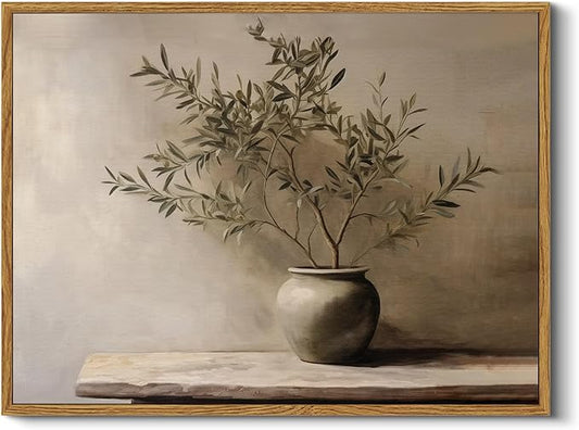 InSimSea Framed Wall Art for Living Room Rustic Olive Branch Still Life Wall Decor Room Aesthetic Oil Painting Farmhouse A...