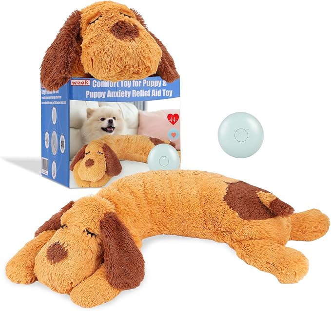 WEOK Heartbeat Puppy Toy, Comfort Cuddler Pillow, Dog Anxiety Relief Calming Aid,Heartbeat Stuffed Toy for Dogs,Puppy Hear...