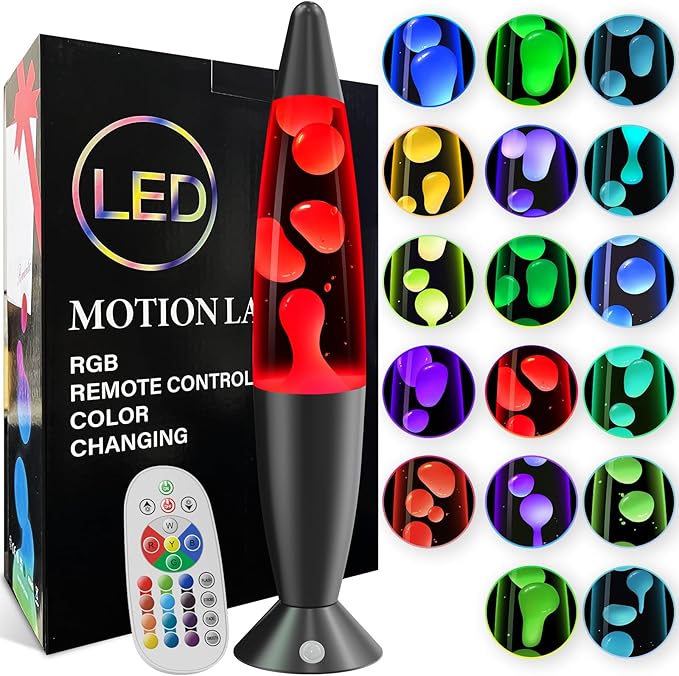 Large LED Liquid Motion Lamps Black 17 Colors Changing Lamp 16 Inch with Remote Giant Relax Mood Night Light for Kids Adul...
