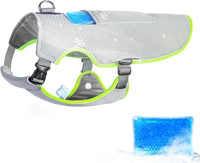 Mora Pets Dog Cooling Vest with Ice Packs, Reflective Adjustable Cooling Vest for Dogs with Leash Ring for Hot Weather Coo...