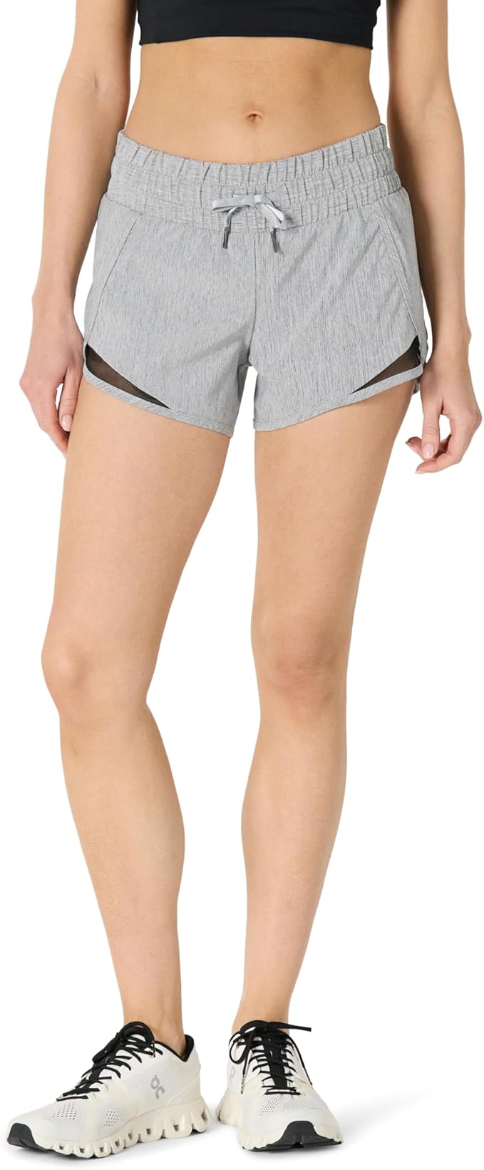 Amazon Essentials Women's Regular-Fit Athletic Ruched Waistband Woven Running Shorts with Zip Pocket