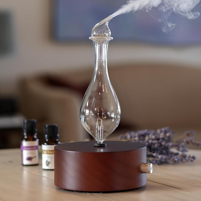 ArOmis Premium Glass Essential Oils Nebulizer - Waterless Diffuser for Aromatherapy - Handmade Oil Diffuser, Wooden Base, ...