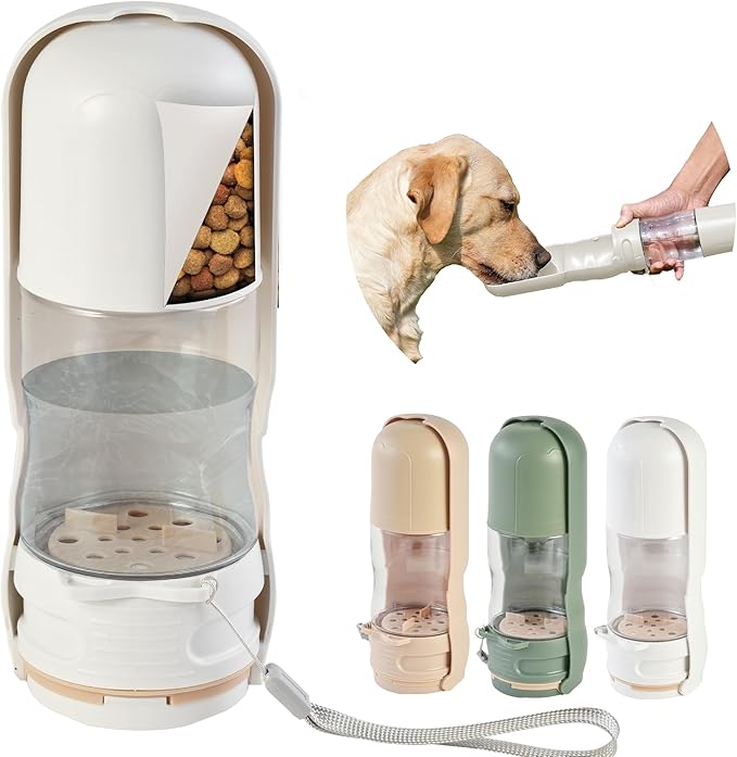 Desired Things Portable Pet Food and Water Dispenser, 2 in 1 Cat & Small Dog Water Bottle & Food Container, Lightweight, B...