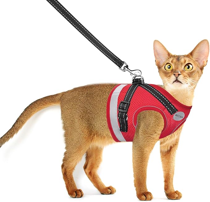 Cat Harness and Leash for Walking, Kitten Escape Proof Harnesses, Adjustable Reflective Puppy Harness with Leashes Set, Ea...