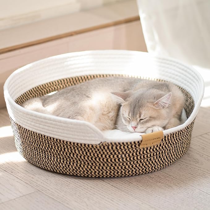 CHEERHOME PETS Cat Bed Basket with Cushion, Cute Pet Bed for Indoor Cats Couch, Kitten Bed for Medium and Large Cat, All S...