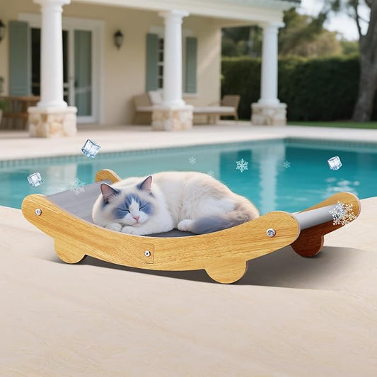 Mittimiya Cooling Cat Bed Hammock,Cats Cooling Mat, Comfort Gel Pet Pad, Indoor Elevated Cat Beds Chair, Curved Design, Pe...