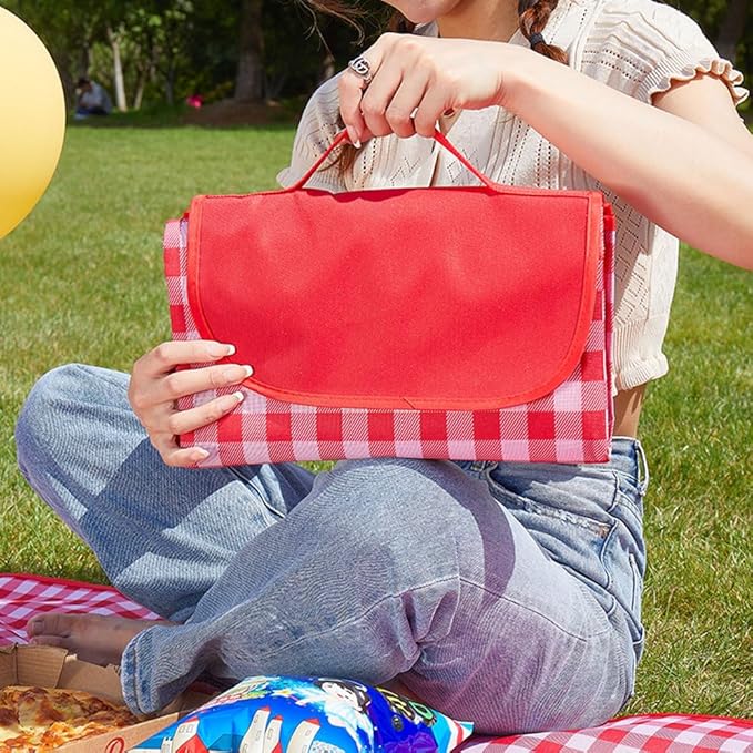 RUIBOLU Large Picnic Blankets,80x60in Beach Blanket Sandproof Beach Mat for 3-5 Adults Waterproof Quick Drying Outdoor Pic...