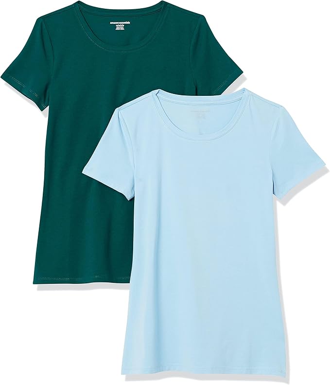 Amazon Essentials Women's Regular-Fit Short-Sleeve T-Shirt (Crewneck and V-Neck Options), Multipacks