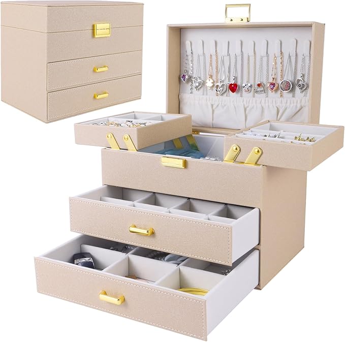 Dajasan Jewelry Organizer Box, Jewelry Holder Organizer Box, PU Leather Jewelry Box, Gift Idea for Valentine's Day, Birthd...