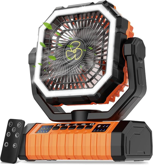 Camping Fan Rechargeable, 20000mAh Large Battery Powered Fans, 4 Speed Rechargeable Fan Portable with Remote, Cordless Bat...