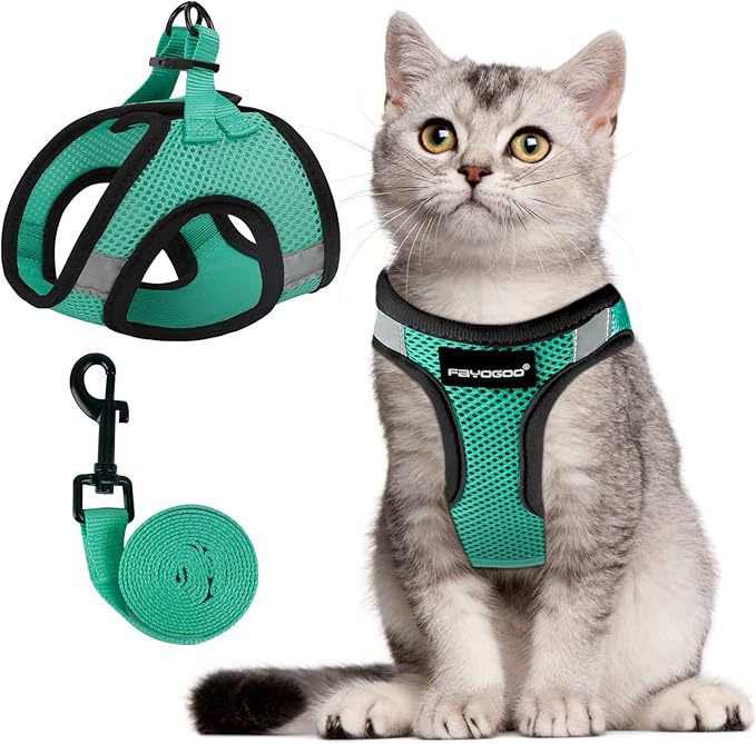 FAYOGOO Escape Proof Cat Harness and Leash Set for Walking, Secure-Fit Step-in Cat Vest Harness, Soft & Lightweight for Ki...