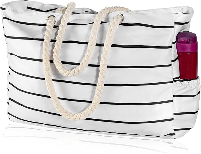 KUAK Beach Bag, Large Beach Bags for Women Waterproof Sandproof Beach Tote Bag with Zipper and Pockets for Pool Family