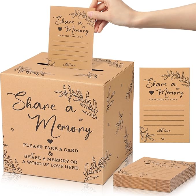 Pajean 50 Pcs Share a Memory Cards for Collections of Life, Memory Cards Box for Guest Ideas Funeral Graduation Wedding Br...