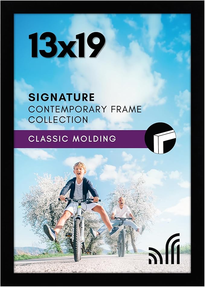 Americanflat 13x19 Picture Frame with Shatter-Resistant Glass - Signature Collection - Gallery-Style Frames Made of Engine...