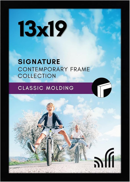 Americanflat 13x19 Picture Frame with Shatter-Resistant Glass - Signature Collection - Gallery-Style Frames Made of Engine...