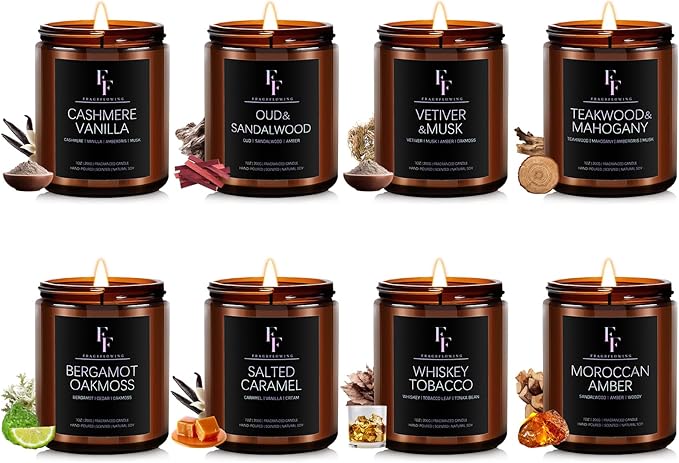 Scented Candles Set, Soy Wax Candles 8 Pack 56 Oz Aromatherapy Candles Gift Set for Women Men （Vanilla/Sandalwood/Amber/Ma...