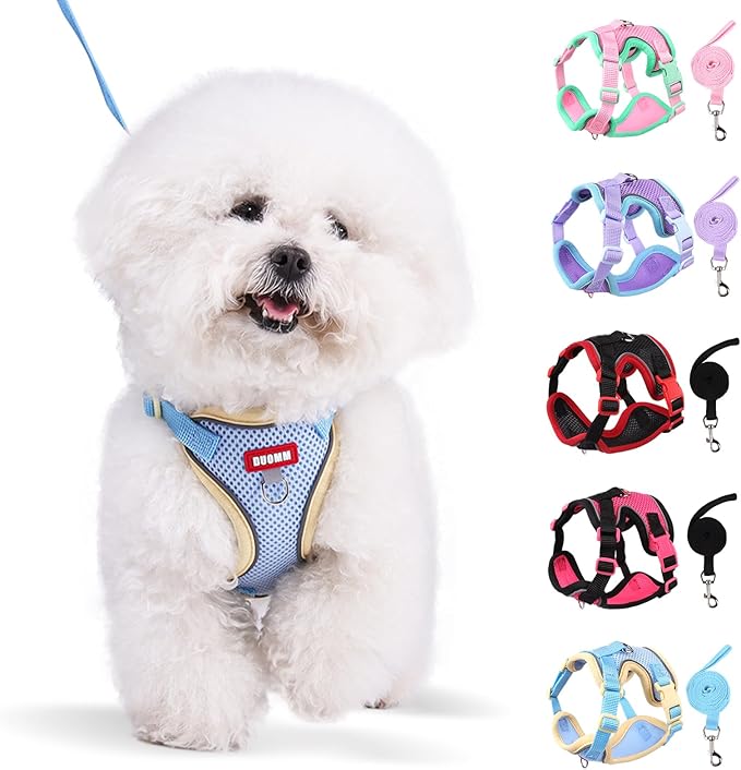 Coppthinktu Dog Harness with Leash Set for Small Sized Dogs Cats, No Pull Dog Harness Soft Mesh Cat Puppy Harness, Adjusta...