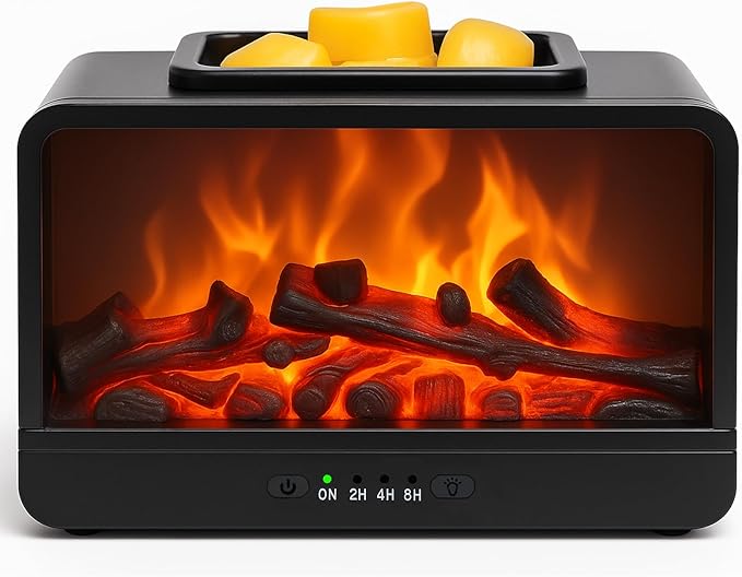 MeplLivs Dynamics Flame Fireplace Electric Wax Melt Warmer PTC Heating Plate Monochromatic Wax Burner Fragrance Wax Warmer...