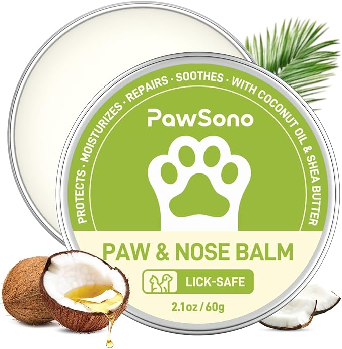 PawSono Lick-Safe Dog Paw & Nose Balm with Coconut Oil | All-Natural Moisturizer & Soother for Dry, Cracked Pads & Snout |...