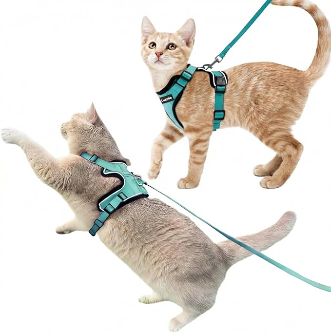Luxelle 2 Pack Escape-Proof Cat Harness and Leash Set for Walking – Adjustable No Pull Soft Vest with Easy-Wear Buckle, Re...