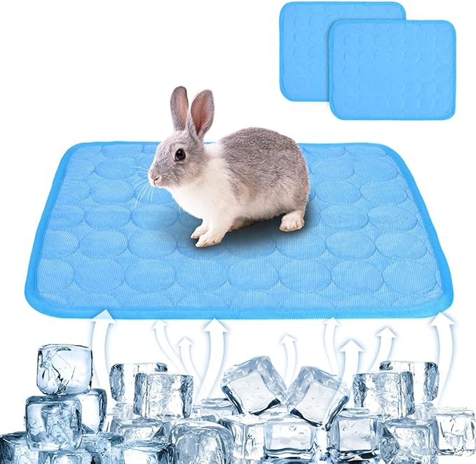 2PCS Summer Cooling Mat for Rabbit, Washable Bunny Bed, Rabbit Bed Mat, Guinea Pig Cage Liner Hamster Pee Pad, Fleece Slee...