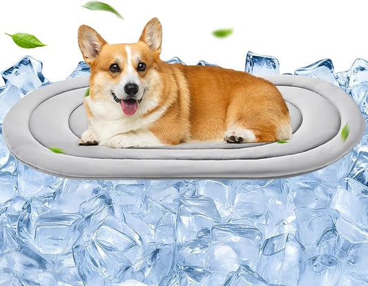 Papettly Pet Dog Cooling Mat 35“x19” Reversible Cooling Pad for Dogs and Cats, Comfort Ice Silk Cotton Summer Dog Bed Outd...