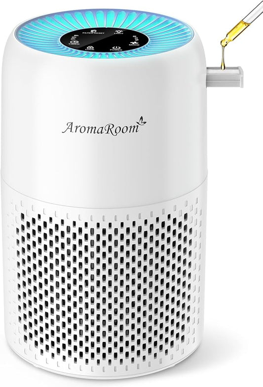 AromaRoom Air Purifiers for Bedroom with True HEPA13 Filters 3-in-1, Pet Air Purifier with Aroma Pad for Wildfires Smoke P...
