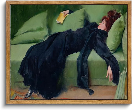 KBKBART Vintage Framed Wall Art, Moody Wall Decor Decadent Young Woman After the Dance Victorian Canvas Paintings, Vintage...