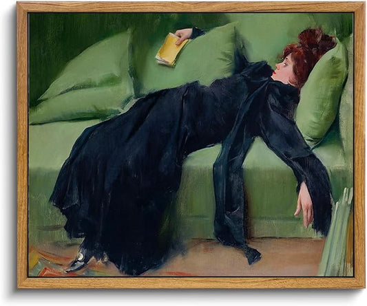 KBKBART Vintage Framed Wall Art, Moody Wall Decor Decadent Young Woman After the Dance Victorian Canvas Paintings, Vintage...