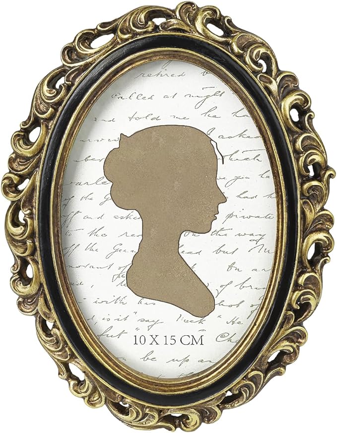 Sunlit Vintage Picture Frame 4x6 Inch, Oval Antique Photo Frames with Glass Front, Luxury Photo Display, Tabletop Wall Han...