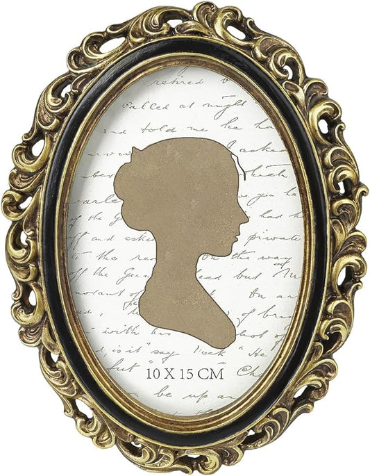 Sunlit Vintage Picture Frame 4x6 Inch, Oval Antique Photo Frames with Glass Front, Luxury Photo Display, Tabletop Wall Han...