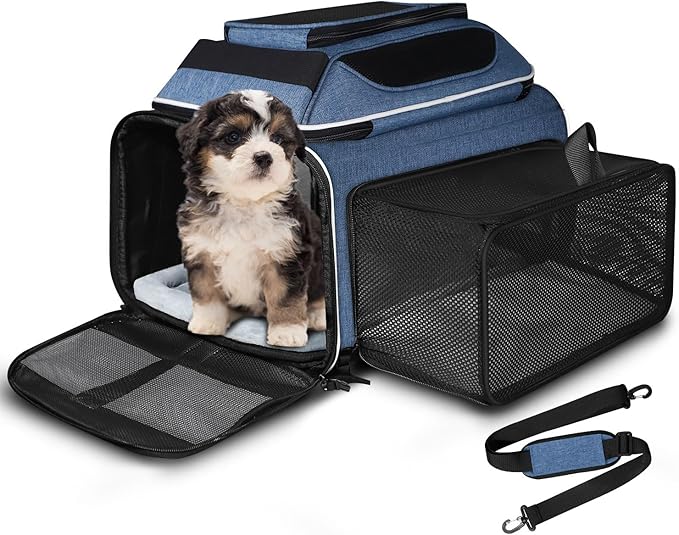 Petskd Top and Side Expandable Pet Carrier 18x11x11 Inches Delta United Airline Approved, Soft-Sided Carrier for Small Cat...