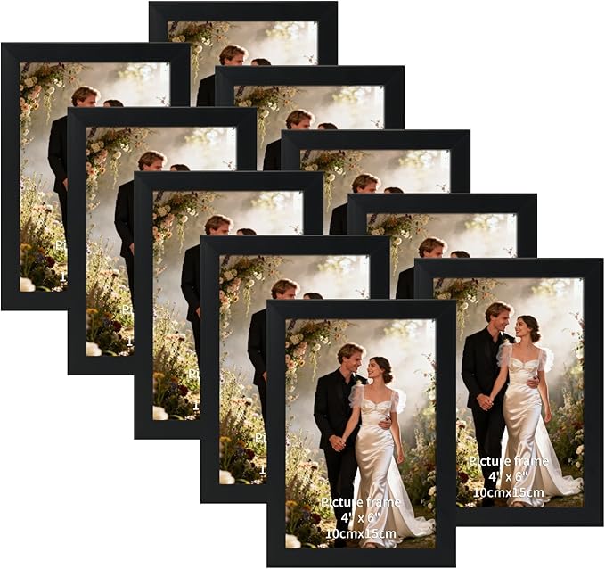Wtrgas 4x6 Picture Frames Set of 10 for Displaying 4 x 6 Photos, Multi 4x6 Frames Collage for Wall or Tabletop, Horizontal...