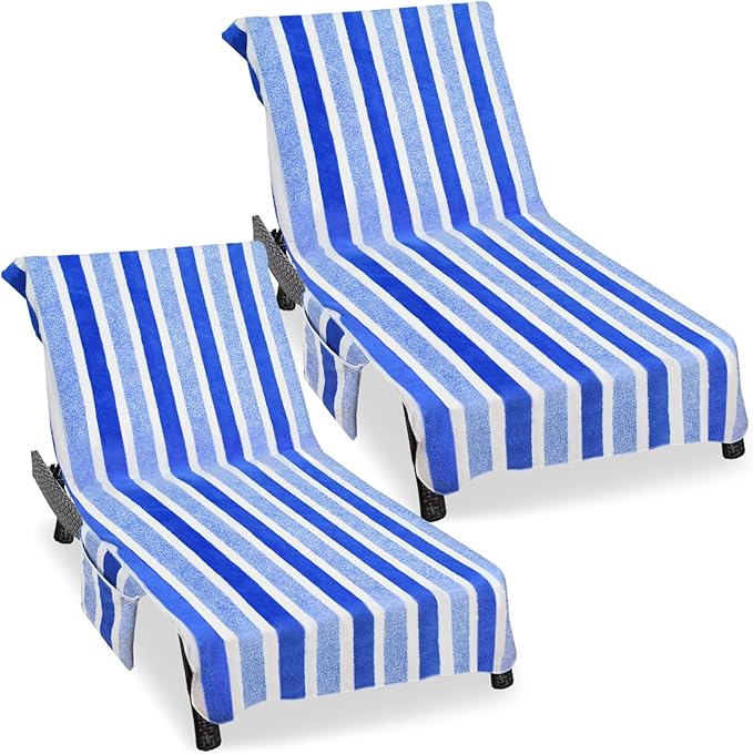 Ruikyhom Lounge Chair Towel Cover (Pack of 2), Ultra Plush & Absorbent Micro Fleece Chair Towel for Pool, Beach, Patio & G...