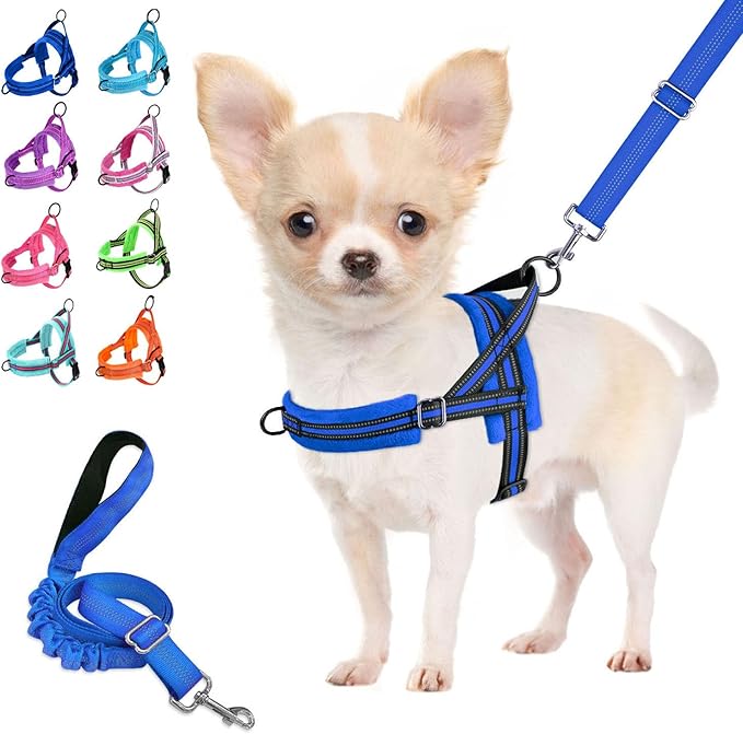 Lukovee No Pull Dog Harness and Leash Set, Soft Padded Small Dog Harness, Neck & Chest Adjustable Reflective Vest Puppy Ha...