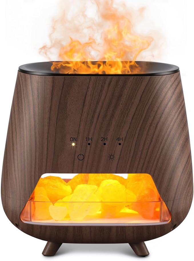 JJNJJN Essential Oil Diffuser for Home: 200ml Aromatherapy Diffuser with Himalayan Pink Salt Rock, Cool Mist Humidifier wi...