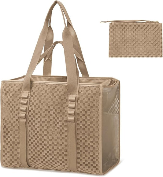 MOMINSIDE Beach Bags for Women Mesh Beach Bag - Large Beach Tote Bag with Zipper, 2 Insulated Pocket, Hat & Towel Clips, F...