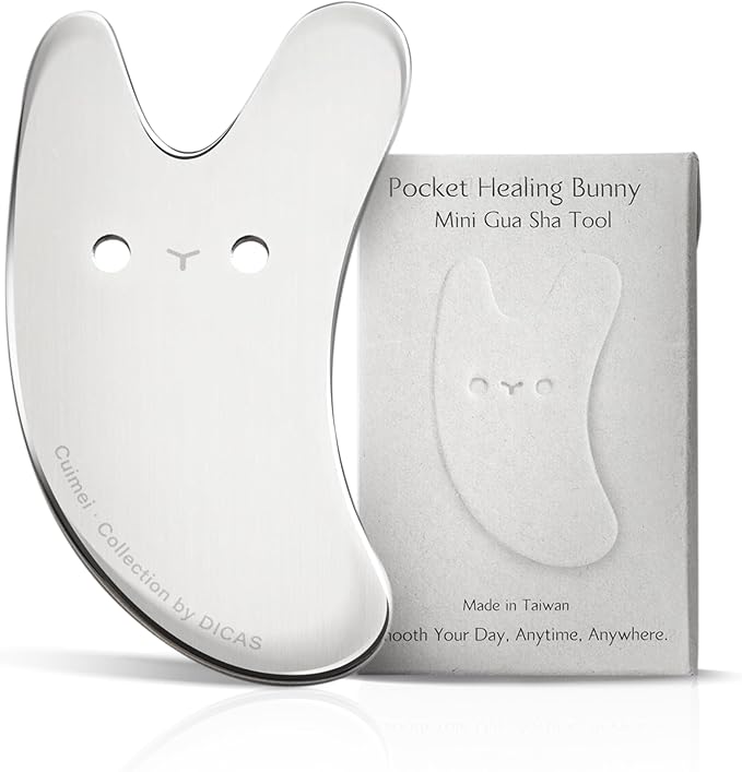 DICAS Pocket Healing Bunny Gua Sha – Mini Stainless Steel Tool for Beauty, Face & Body Puffiness, Tension Relief & Skincar...