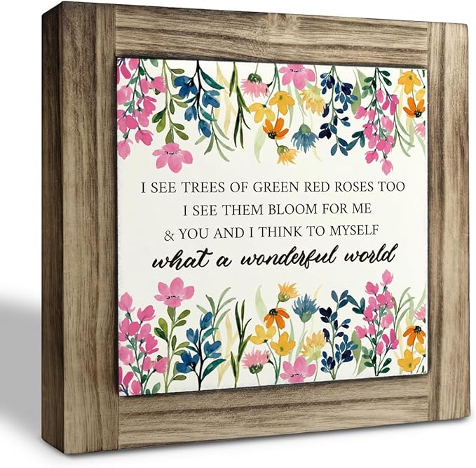 Spring Wood Sign, Box Wood Plaques Desk Décor, Inspirational Quotes, Kitchen Shelf Art Decoration, Spring Table Decor, Flo...