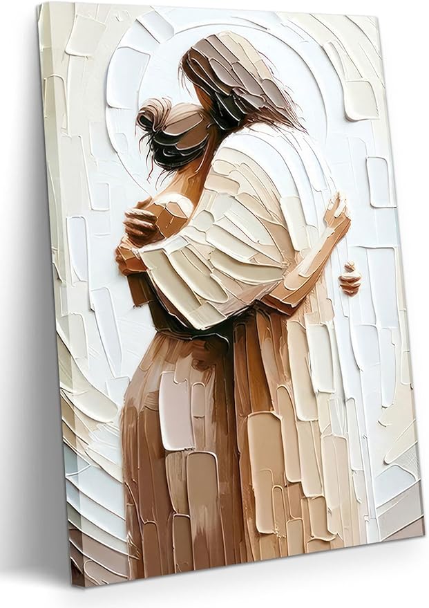 Jesus Embracing Woman Canvas Wall Art, Safe in His Arms Pictures Canvas Print Posters Wall Decor, Christian Wall Art Home ...