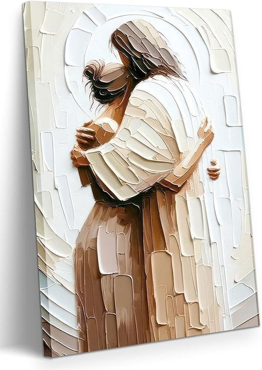 Jesus Embracing Woman Canvas Wall Art, Safe in His Arms Pictures Canvas Print Posters Wall Decor, Christian Wall Art Home ...