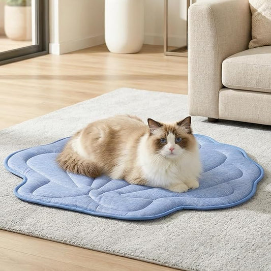 Cozy Bliss Cute Shell Shape Cooling Mat for Small Dogs and Cats, Non-Slip, Leakproof Washable Pet Cooling Mat for Hot Weat...