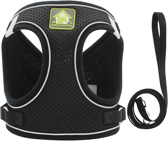 Dog Harness with Leash Set, No Pull Adjustable Reflective Step-in Puppy Harness with Thickened Padded Vest for Extra-Smal...