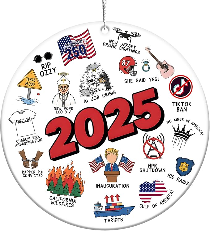 2025 Year in Review Christmas Ornament – Double-Sided Acrylic Dated Ornament, Trending 2025 Keepsake Gift, Funny Hot Topic...