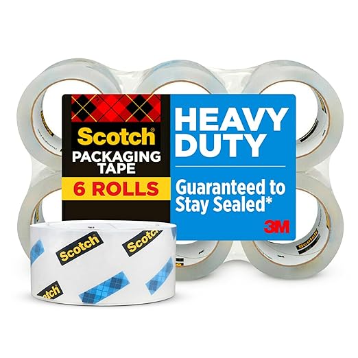 Scotch Heavy Duty Packaging Tape, 1.88" x 54.6 yd, Designed for Packing, Shipping and Mailing, Strong Seal on All Box Type...