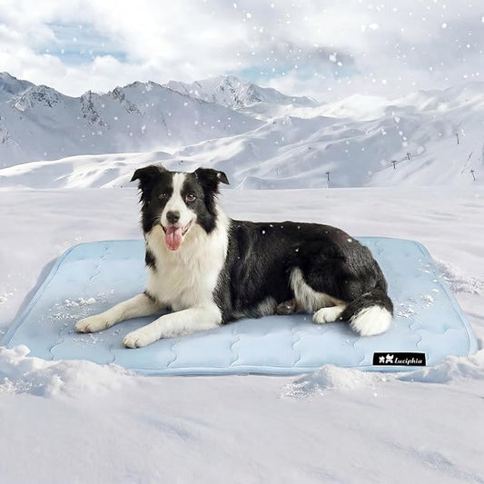 Luciphia Premium Dog Cooling Mat Non-Slip Q-MAX>0.5 Self-Cooling Pad for Small Pet Cat Indoor Portable Kennel Puppy Bed fo...